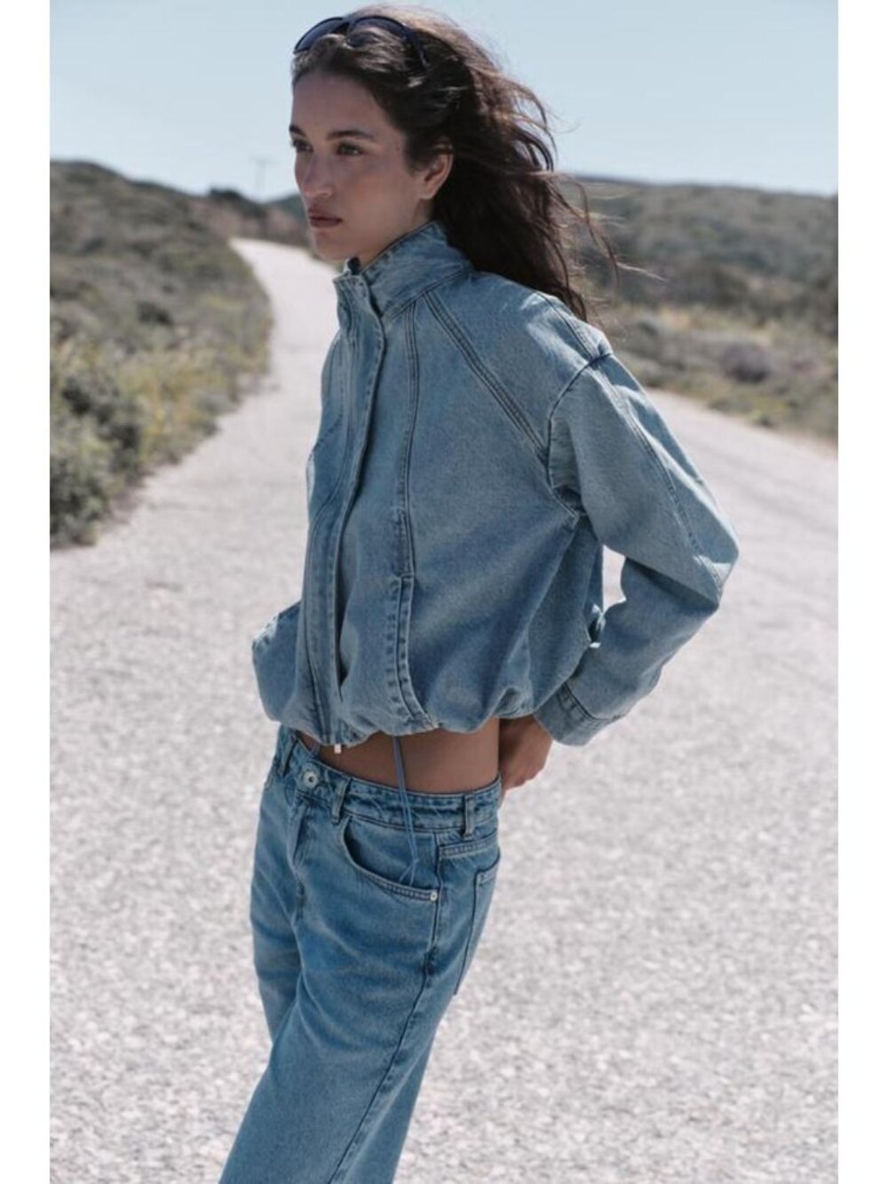 ZARA Z1975 HIGH NECK DENIM BOMBER JACKET